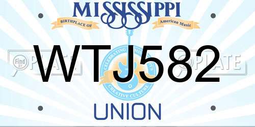 WTJ582 Mississippi License Plate