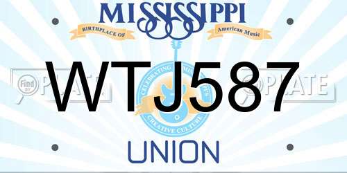 WTJ587 Mississippi License Plate