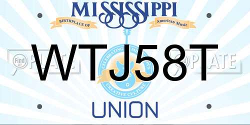 WTJ58T Mississippi License Plate