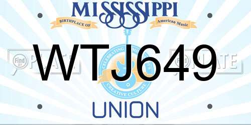WTJ649 Mississippi License Plate