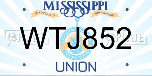 WTJ852 Mississippi License Plate