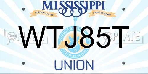 WTJ85T Mississippi License Plate