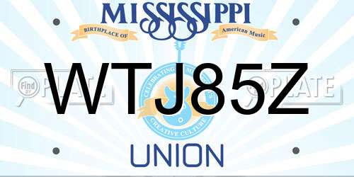 WTJ85Z Mississippi License Plate