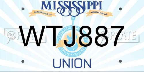 WTJ887 Mississippi License Plate