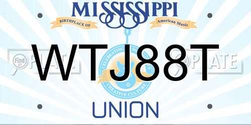 WTJ88T Mississippi License Plate