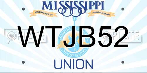 WTJB52 Mississippi License Plate