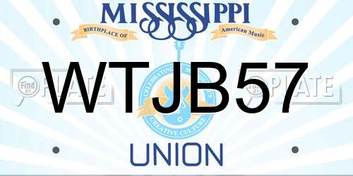 WTJB57 Mississippi License Plate