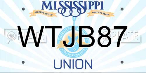 WTJB87 Mississippi License Plate