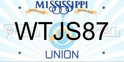 WTJS87 Mississippi License Plate