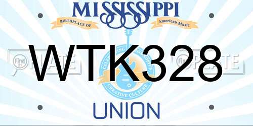 WTK328 Mississippi License Plate