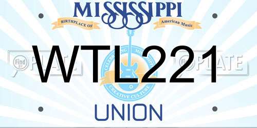 WTL221 Mississippi License Plate