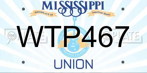 WTP467 Mississippi License Plate