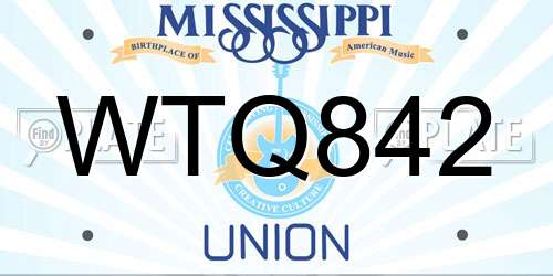 WTQ842 Mississippi License Plate