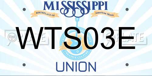 WTS03E Mississippi License Plate