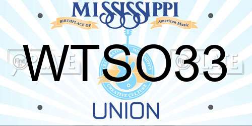 WTSO33 Mississippi License Plate