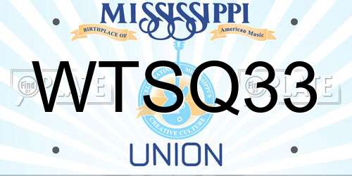WTSQ33 Mississippi License Plate