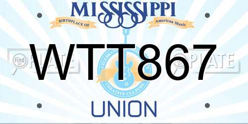 WTT867 Mississippi License Plate
