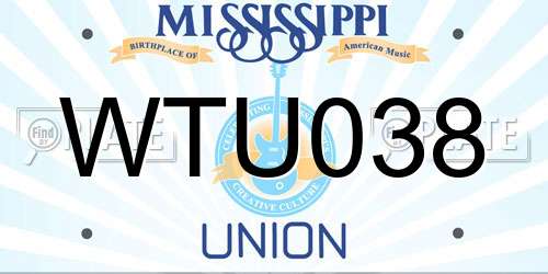 WTU038 Mississippi License Plate