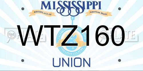 WTZ160 Mississippi License Plate