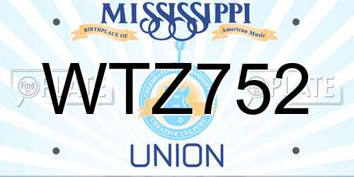 WTZ752 Mississippi License Plate