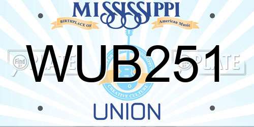 WUB251 Mississippi License Plate