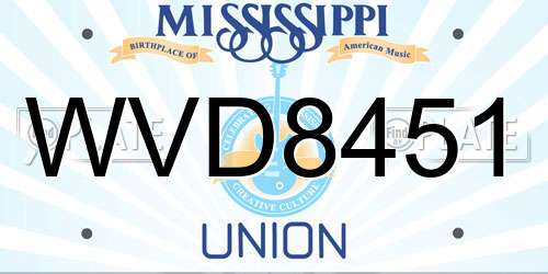 WVD8451 Mississippi License Plate