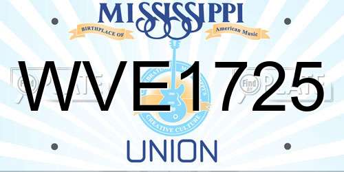 WVE1725 Mississippi License Plate