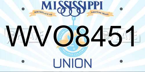 WVO8451 Mississippi License Plate