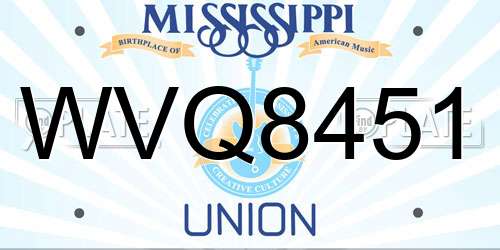 WVQ8451 Mississippi License Plate