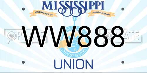 WW888 Mississippi License Plate