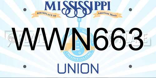 WWN663 Mississippi License Plate
