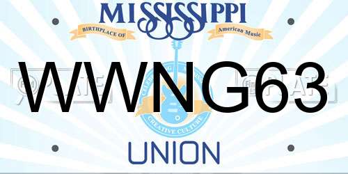 WWNG63 Mississippi License Plate