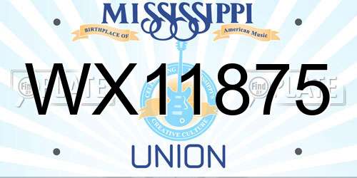WX11875 Mississippi License Plate