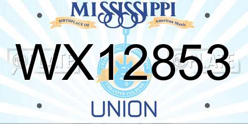 WX12853 Mississippi License Plate