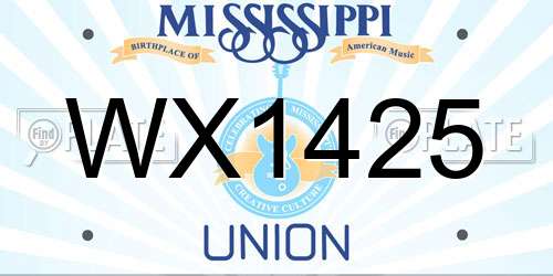 WX1425 Mississippi License Plate