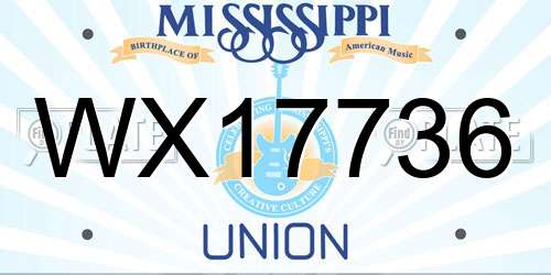 WX17736 Mississippi License Plate