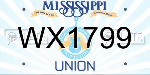WX1799 Mississippi License Plate