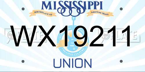 WX19211 Mississippi License Plate
