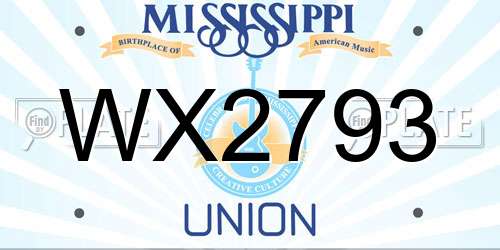 WX2793 Mississippi License Plate
