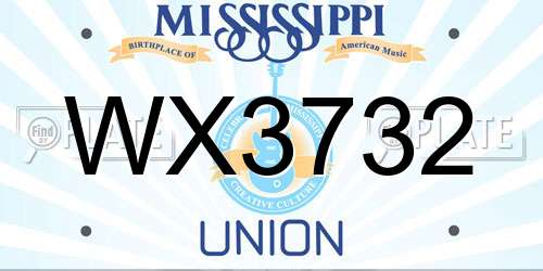 WX3732 Mississippi License Plate