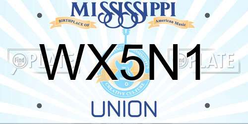 WX5N1 Mississippi License Plate