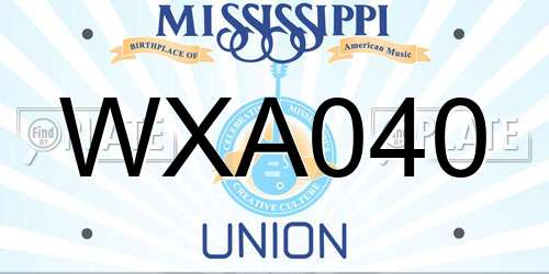 WXA040 Mississippi License Plate