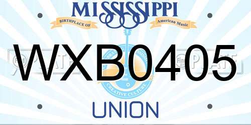 WXB0405 Mississippi License Plate