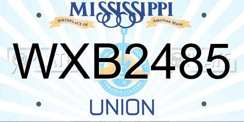 WXB2485 Mississippi License Plate