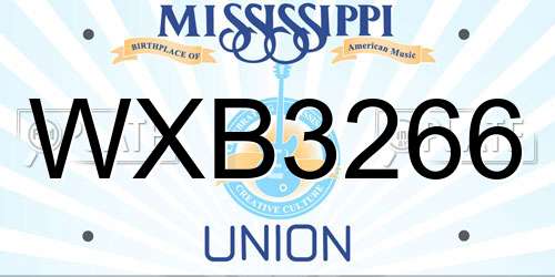 WXB3266 Mississippi License Plate