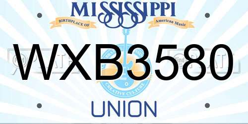 WXB3580 Mississippi License Plate