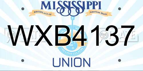 WXB4137 Mississippi License Plate