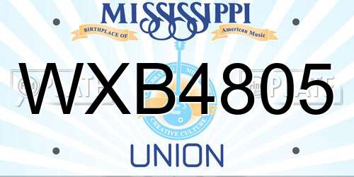 WXB4805 Mississippi License Plate