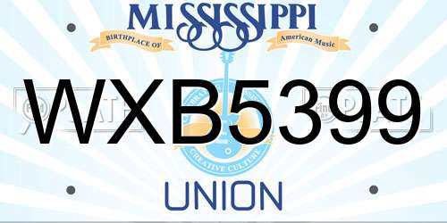 WXB5399 Mississippi License Plate