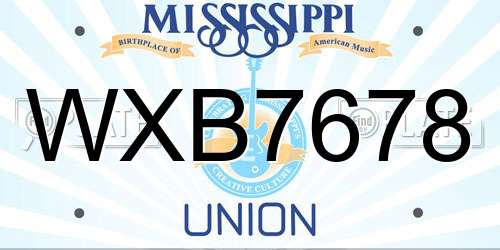 WXB7678 Mississippi License Plate
